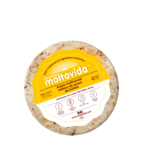 Arepa de maíz multicereal rellena con queso de búfala